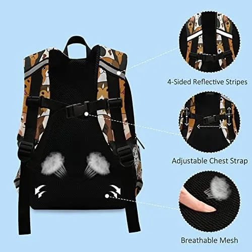 Kid's Toddler Backpack Cute Pet Dogs Head Schoolbag Safety Leash for Boys Girls, Doodle Puppies Kindergarten Children Bag Preschool Nursery Travel Bag Chest Clip Reflective Stripe