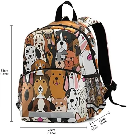 Kid's Toddler Backpack Cute Pet Dogs Head Schoolbag Safety Leash for Boys Girls, Doodle Puppies Kindergarten Children Bag Preschool Nursery Travel Bag Chest Clip Reflective Stripe