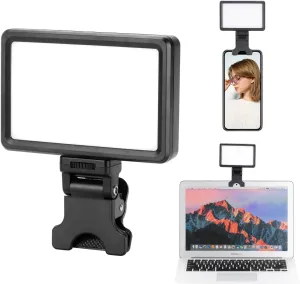 King Ma Portable Selfie Phone Light - 3 Modes LED Clip-On Rechargeable Video Light for iPhone Pictures, TikTok Vlog, Computer Laptop Video Conferencing (Black)