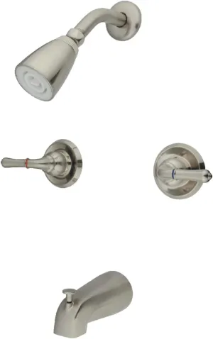 Kingston Brass GKB248 Magellan Tub and Shower Faucet with Two Handles, Brushed Nickel 11.68 x 8 x 7.38
