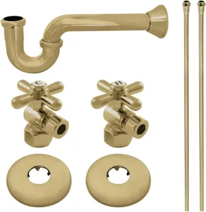 Kingston Brass KPK207 Gourmet Scape Plumbing Supply Kit with 1-1/2" P-Trap - 1/2" IPS Inlet x 3/8" Comp Oulet, Brushed Brass