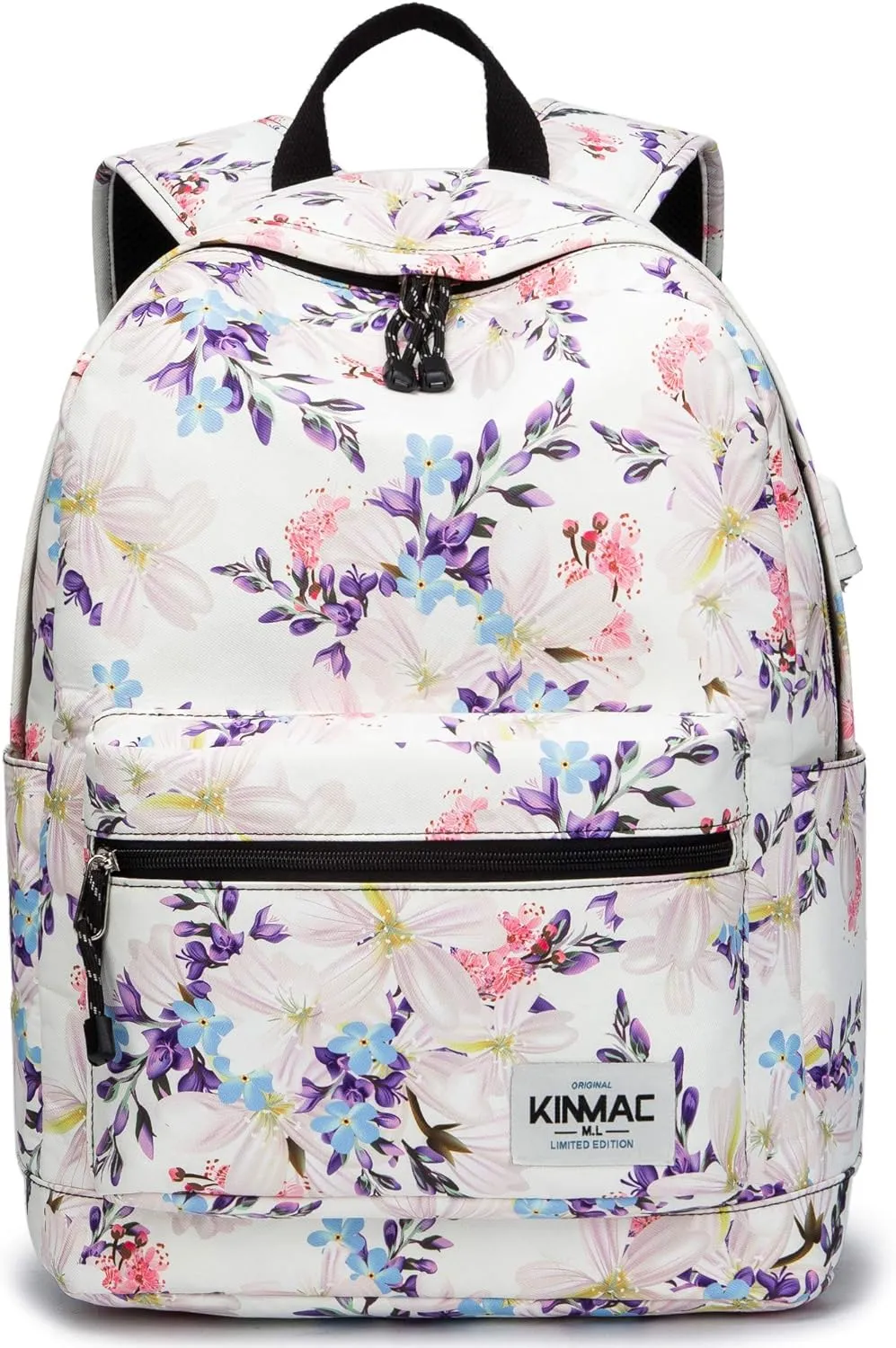 Kinmac Chinese Flowering Crabapple Pattern 15 inch Waterproof Laptop Travel Outdoor Backpack With USB Charging Port For 13 inch 14 inch and 15.6 inch Laptop