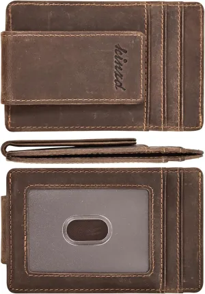 kinzd Money Clip, Front Pocket Wallet, Leather RFID Blocking Strong Magnet thin Wallet