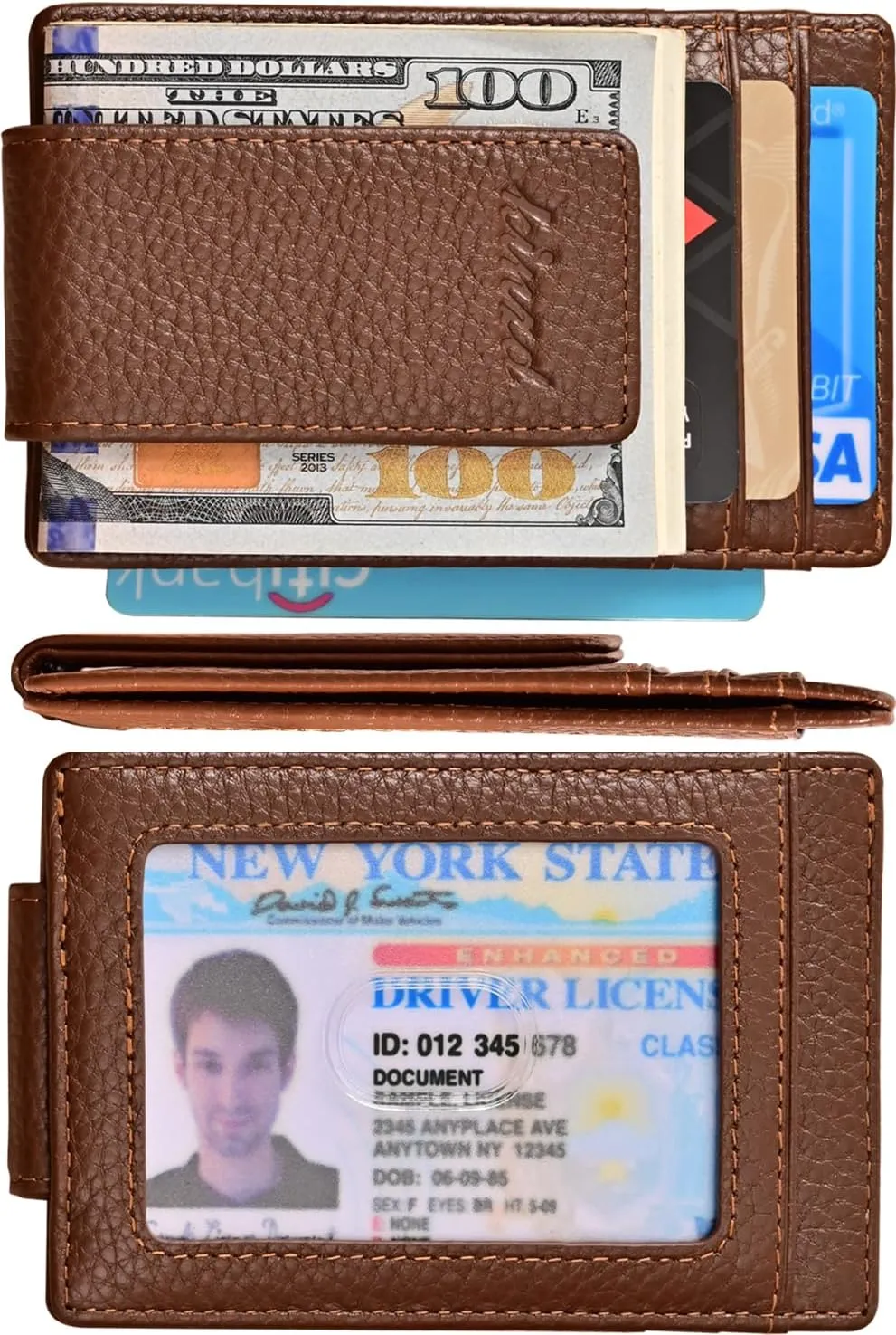 kinzd Money Clip, Front Pocket Wallet, Leather RFID Blocking Strong Magnet thin Wallet