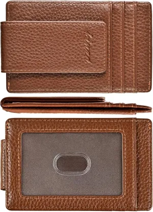 kinzd Money Clip, Front Pocket Wallet, Leather RFID Blocking Strong Magnet thin Wallet