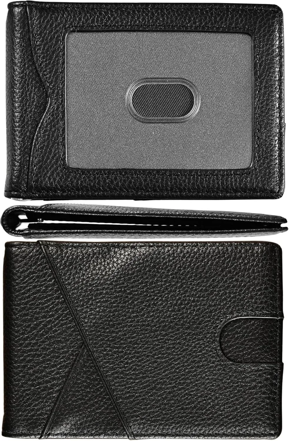 kinzd Slim Wallet with Money Clip RFID Blocking Minimalist Bifold Wallet for Men Genuine Leather Front Pocket Card Holder