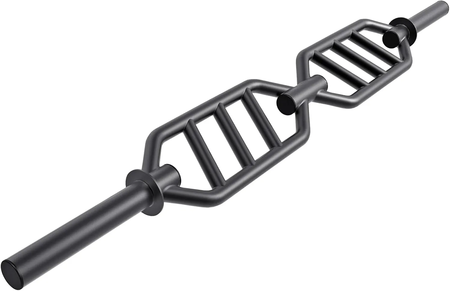 Kipika Barbell Olympic Trap Bar, Hex Bar, Shrug Bar, Deadlift Bar with Folding Handles - Multi-Grip Barbell, Swiss Bar, American Bar, Football Bar, Fits 2" Olympic Plates