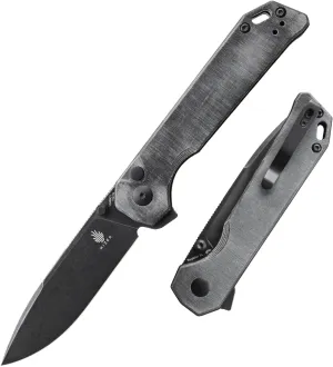 Kizer Begleiter XL EDC Pocket Knife, Micarta Handle Folding Knives with Pocket Clip, 154CM Steel Flipper Knife for Ideal Gift to Men Women V5458C1 (Black)