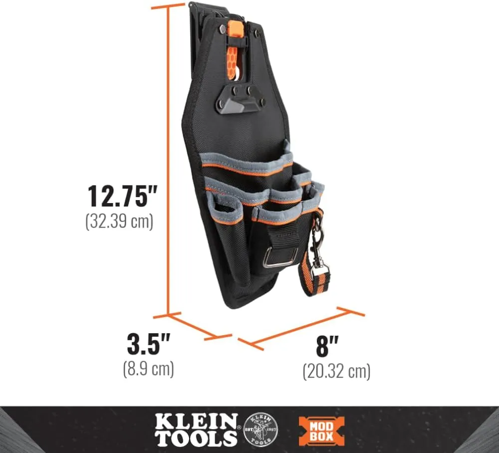 Klein Tools 55832MB MODbox Tool Pouch, 8-Pocket Electrician Bag, Quick Attach and Release for Tool Belts and MODBox Rail System