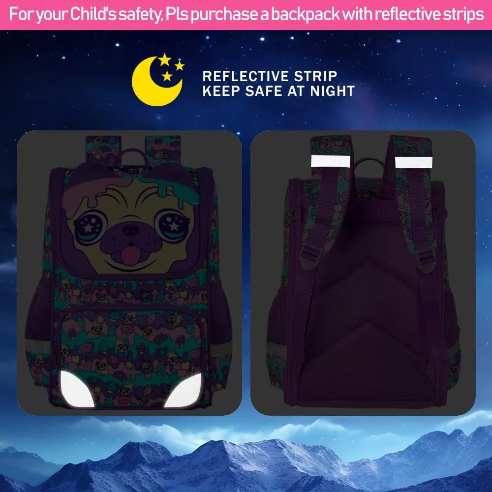 KLFVB 3PCS Backpack for Girls and Boys, 15" Unicorn Dinosaur Bookbag with Lunch Box, Kids Preschool School bag