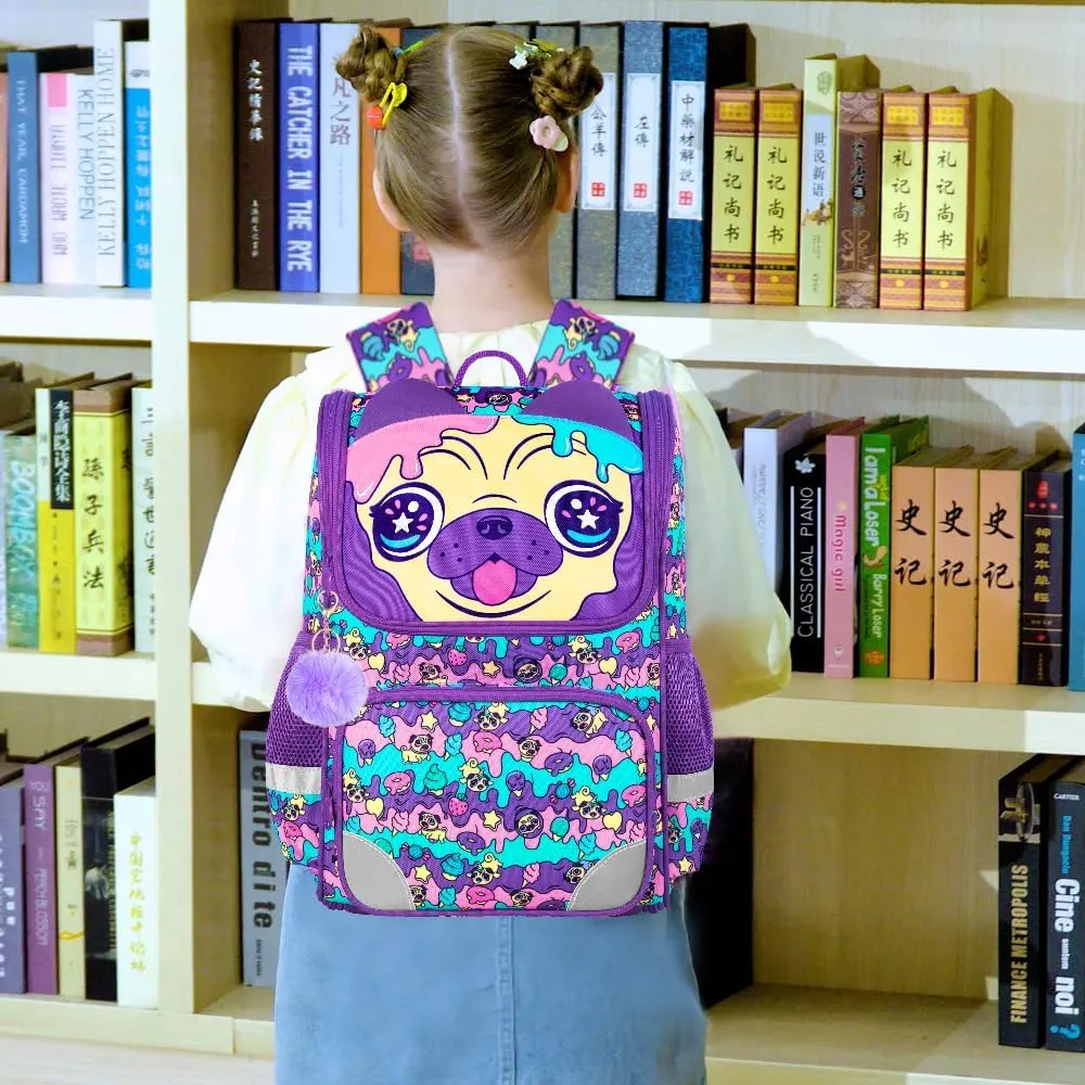 KLFVB 3PCS Backpack for Girls and Boys, 15" Unicorn Dinosaur Bookbag with Lunch Box, Kids Preschool School bag