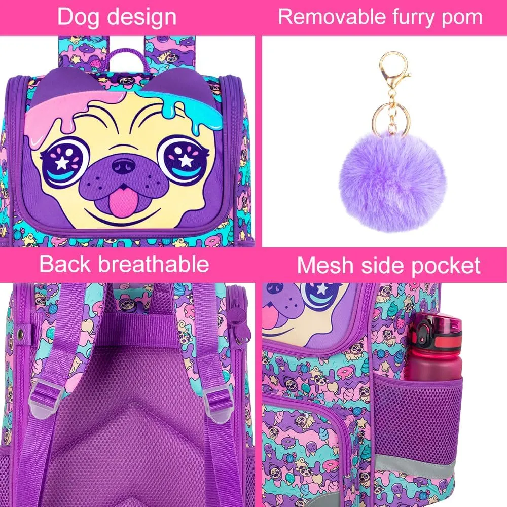 KLFVB 3PCS Backpack for Girls and Boys, 15" Unicorn Dinosaur Bookbag with Lunch Box, Kids Preschool School bag
