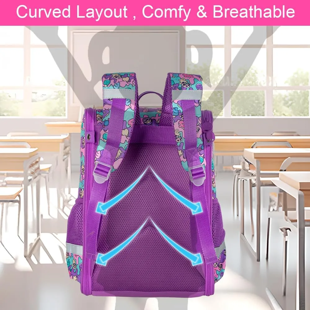 KLFVB 3PCS Backpack for Girls and Boys, 15" Unicorn Dinosaur Bookbag with Lunch Box, Kids Preschool School bag