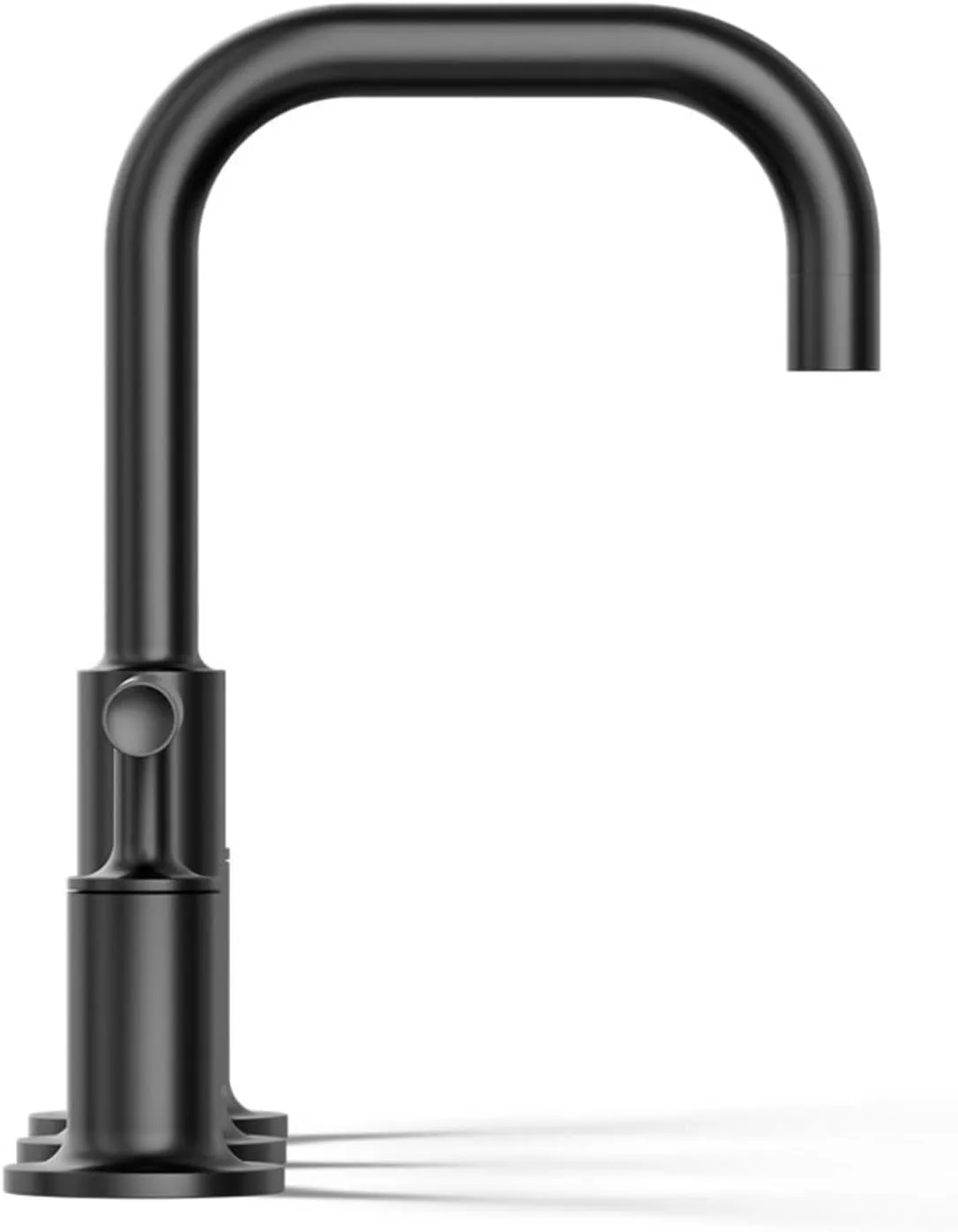 KOHLER 14406-4-BL Purist® Widespread Bathroom Sink Faucet with Low Lever Handles and Low Gooseneck Spout, Matte Black