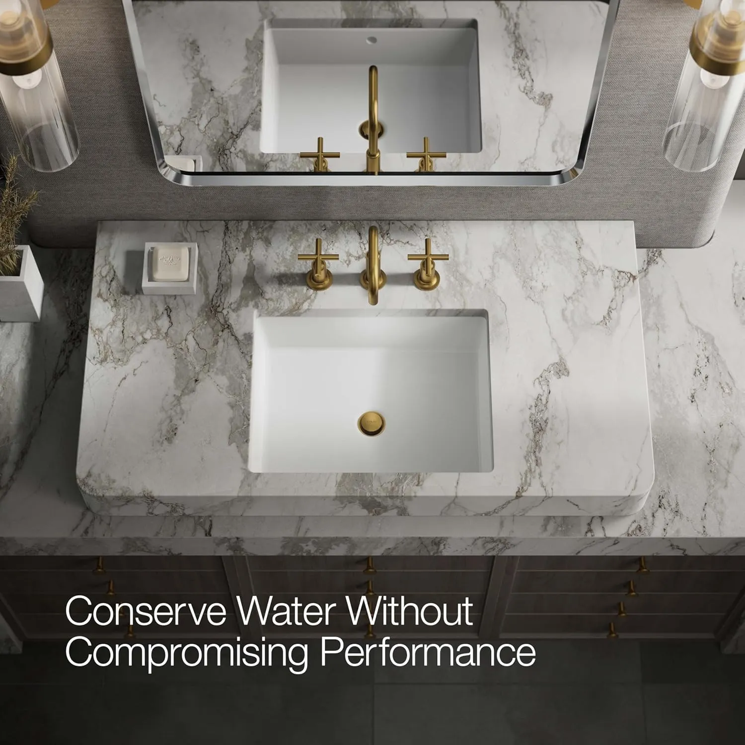 KOHLER K-14406-3-2MB Purist Widespread Bathroom Sink Faucet with Low Cross Handles, Vibrant Brushed Moderne Brass