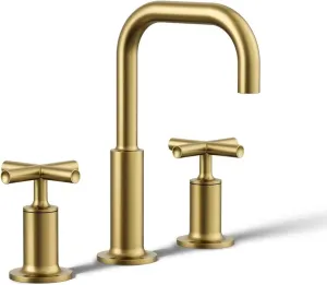 KOHLER K-14406-3-2MB Purist Widespread Bathroom Sink Faucet with Low Cross Handles, Vibrant Brushed Moderne Brass