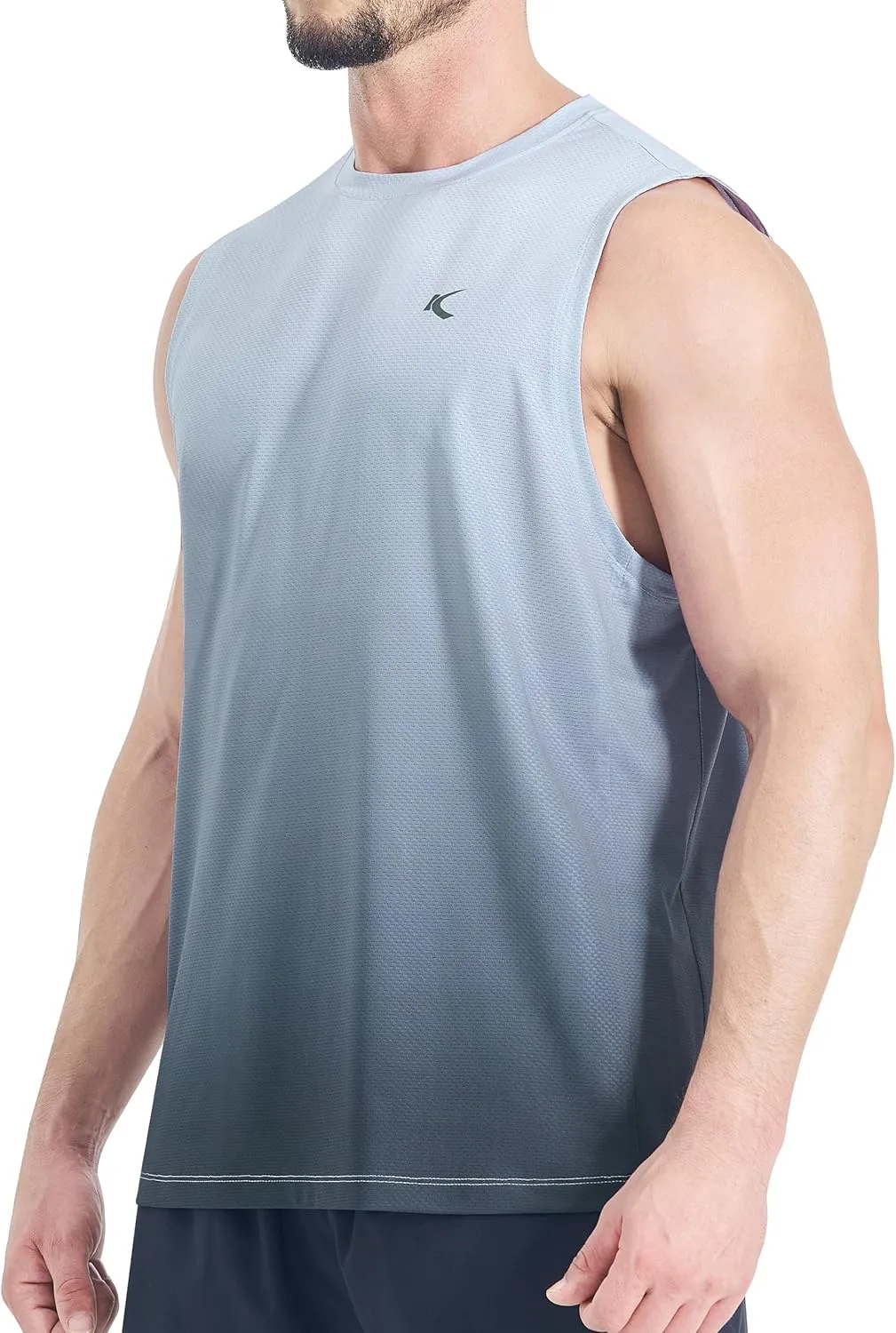 KPSUN Men's Quick Dry Workout Tank Tops Sleeveless Gym Muscle Shirts Fitness Running Athletic Swim Shirt with Side Pocket