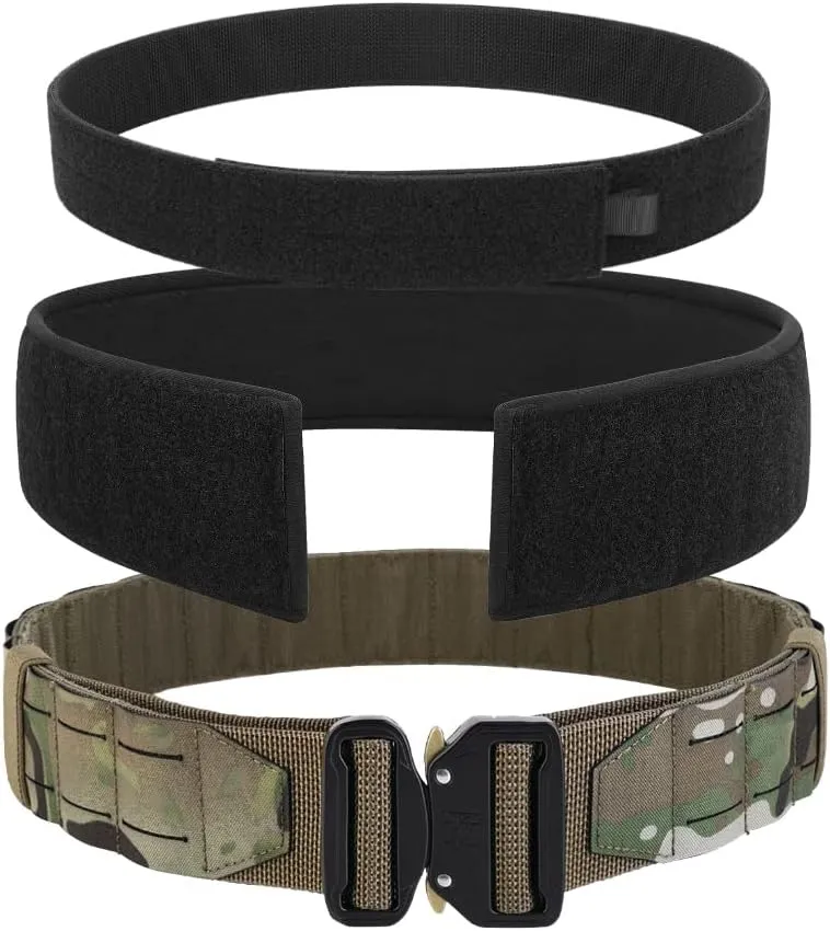 KRYDEX Tactical Battle Belt 2 Inch Quick Release MOLLE Combat Belt with Inner Belt & Back Support Pad