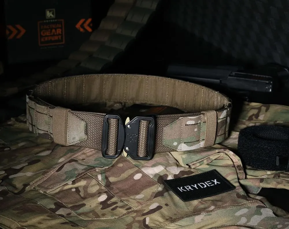 KRYDEX Tactical Battle Belt 2 Inch Quick Release MOLLE Combat Belt with Inner Belt & Back Support Pad
