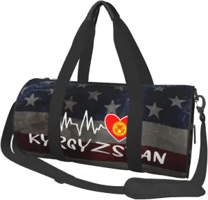 Kyrgyzstan Heartbeat Duffel Bag Gym Bag Travel Sports Tote Large Foldable Beach Swim Yoga9