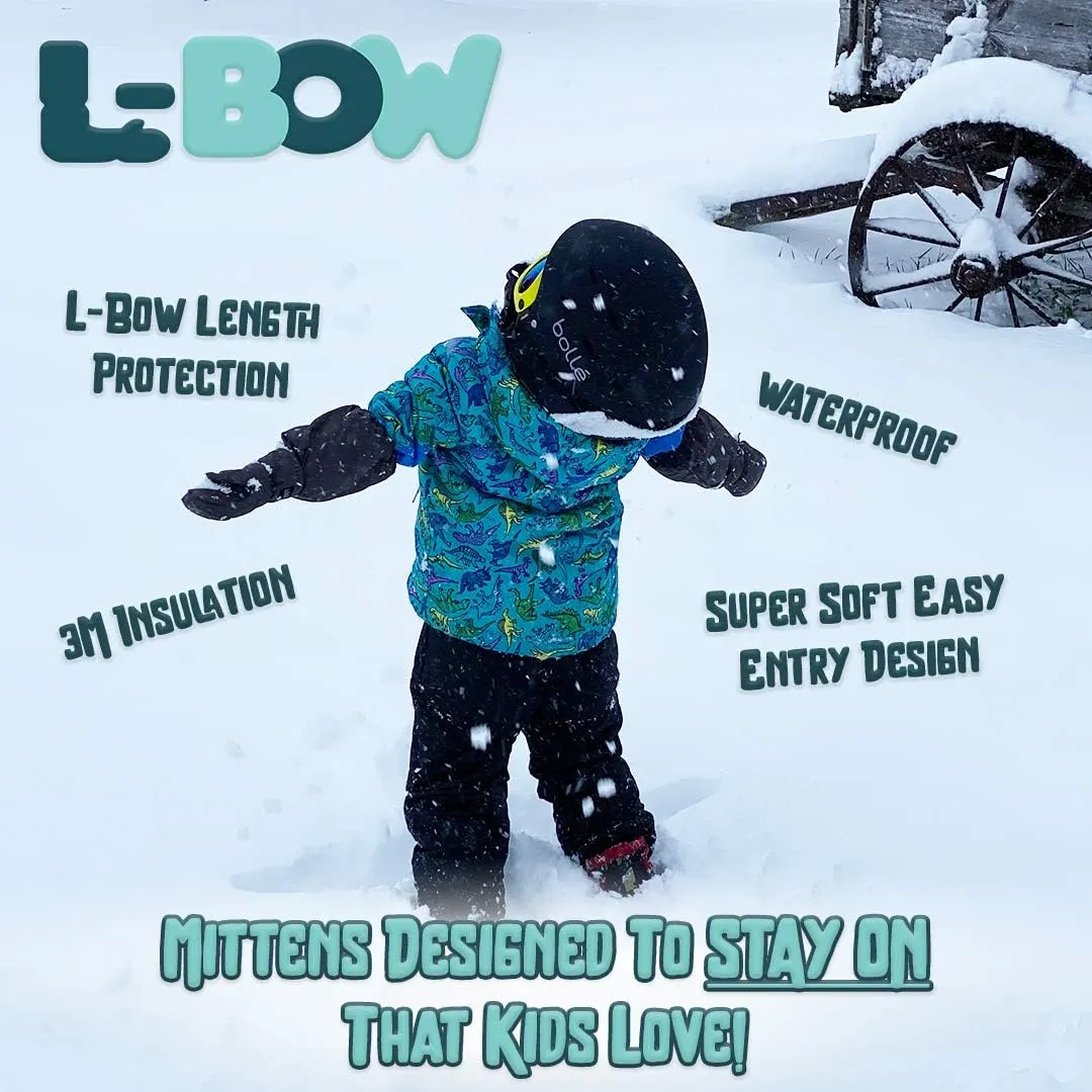 L-Bow Kids Mittens   Super Soft Easy Entry Style for Kids Mittens   Waterproof Stay On Design