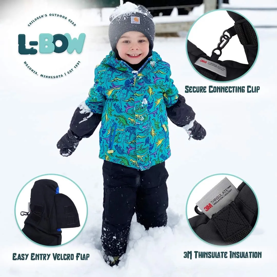 L-Bow Kids Mittens   Super Soft Easy Entry Style for Kids Mittens   Waterproof Stay On Design