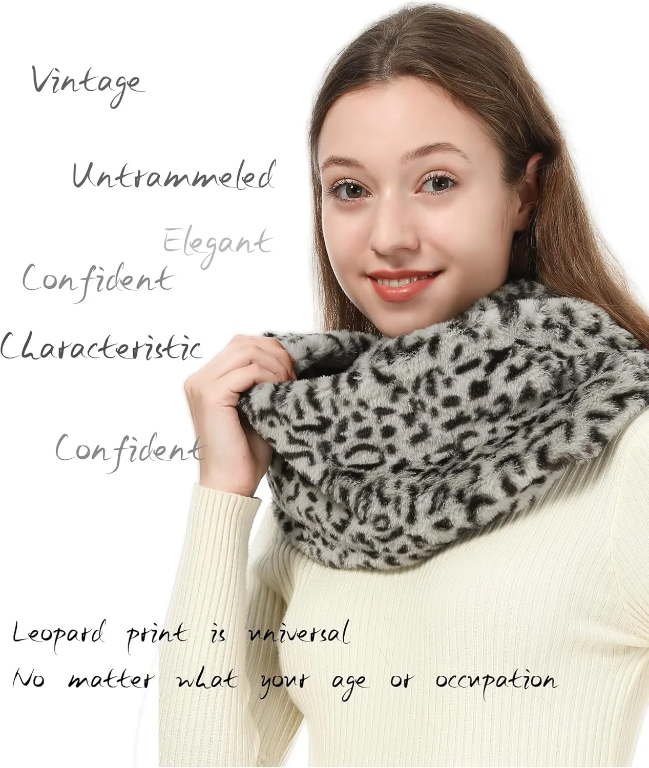 LA CARRIE Womens Leopard Print Infinity Scarf Loop Circle Neck Warmer