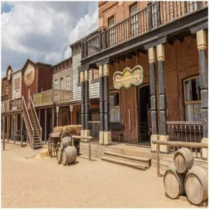 Laeacco 8x8ft Old Cowboy Town Saloon Wild West Backdrop Central Arizona USA Vintage Saloon Photography Backdrop Western Themed Party Decoration Boy Birthday Party Background Children Adults Portraits