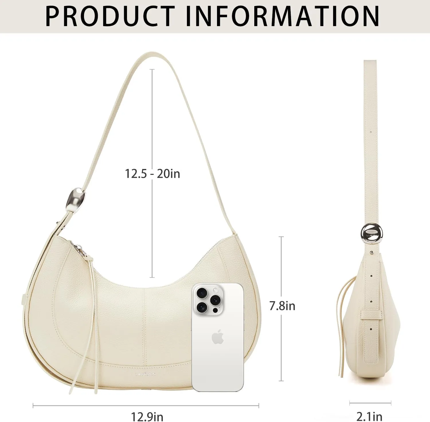 LAFESTIN Shoulder Bag for Women with Adjustable Strap Split Leather Crescent Crossbody Bags, Designer Trendy Satchel Purses