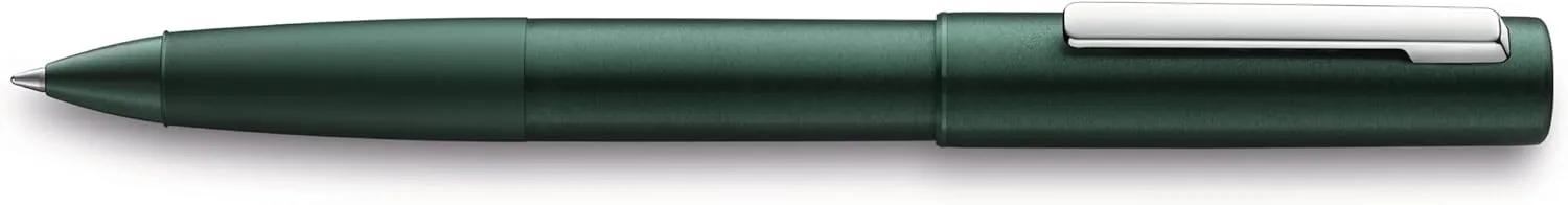 Lamy aion 377 Rollerball Pen - Seamless Deep Drawn Aluminium Roller Pen in Dark Green with Highly Polished Stainless Steel Clip - With Rollerball Pen Refill M 63 Black - Line Width M