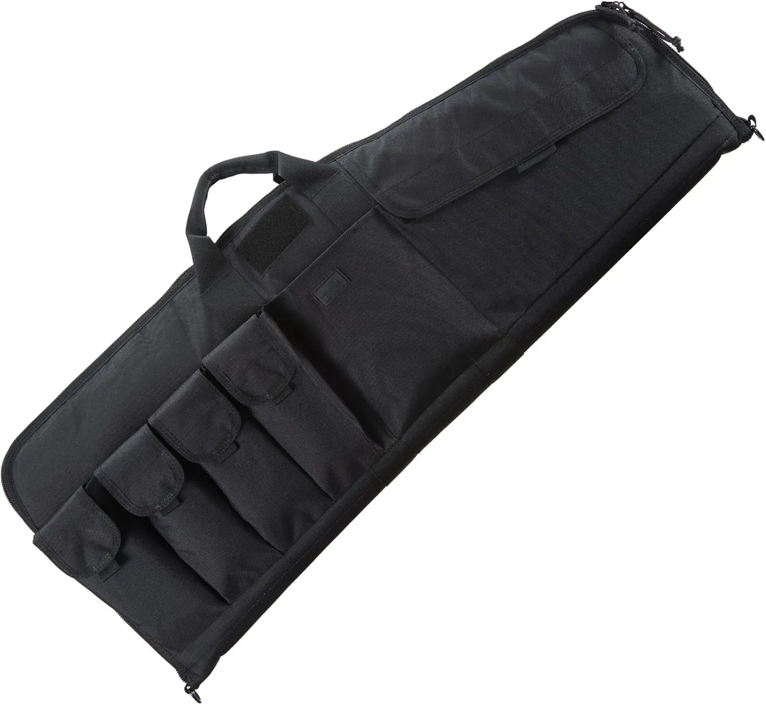 Lancer Tactical Double Nylon Rifle Case Tactical Single Scoped Soft Rifle Bag with Multiple Magazine Holder Pouch, Lockable Zipper (Color: Black)