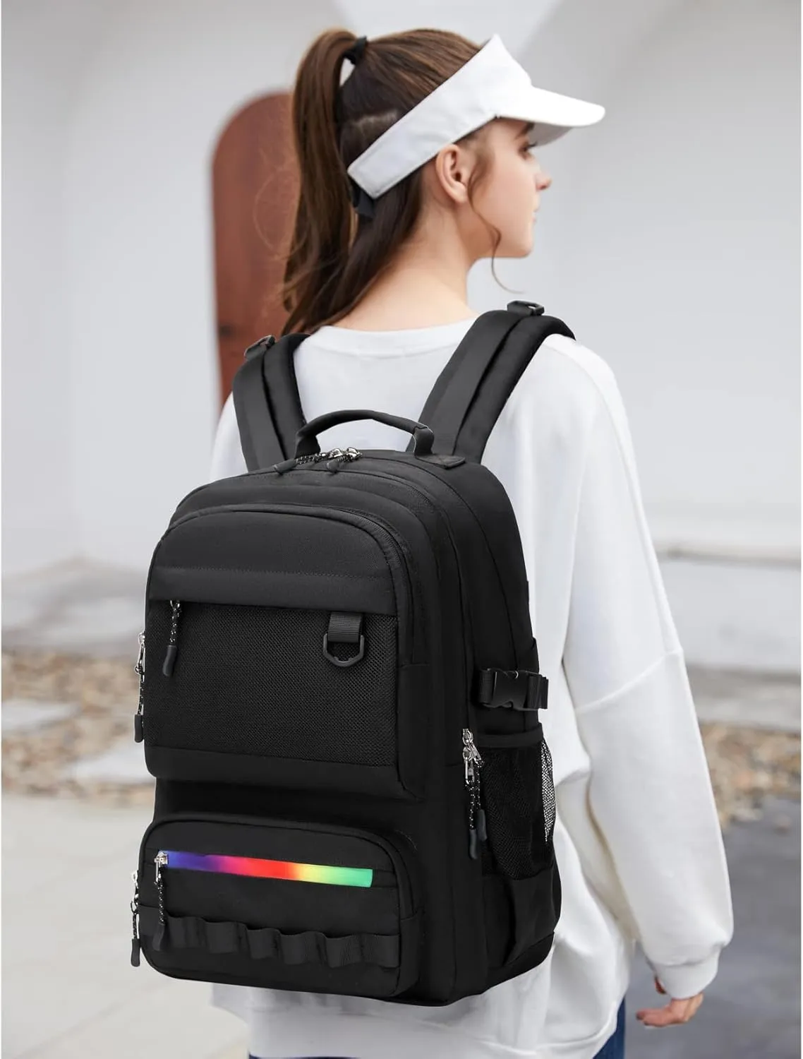 Lanola High School Middle Bookbag for Boy Girls Lightweight School Bag College Backpack for Men Women Travel bag - Black