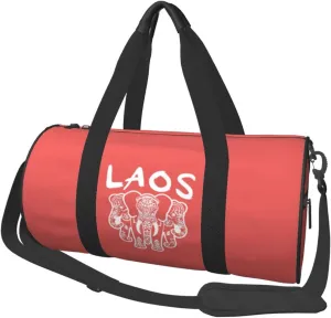 Laos Three Headed Elephant Duffel Bag Gym Bag Travel Sports Tote Large Foldable Beach Swim Yoga1