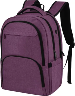 Laptop Backpack for Men & Women, Business Anti-Theft Computer Backpack with USB Charging Port, Water Resistant, Fits 15.6 Inch Notebook, Purple
