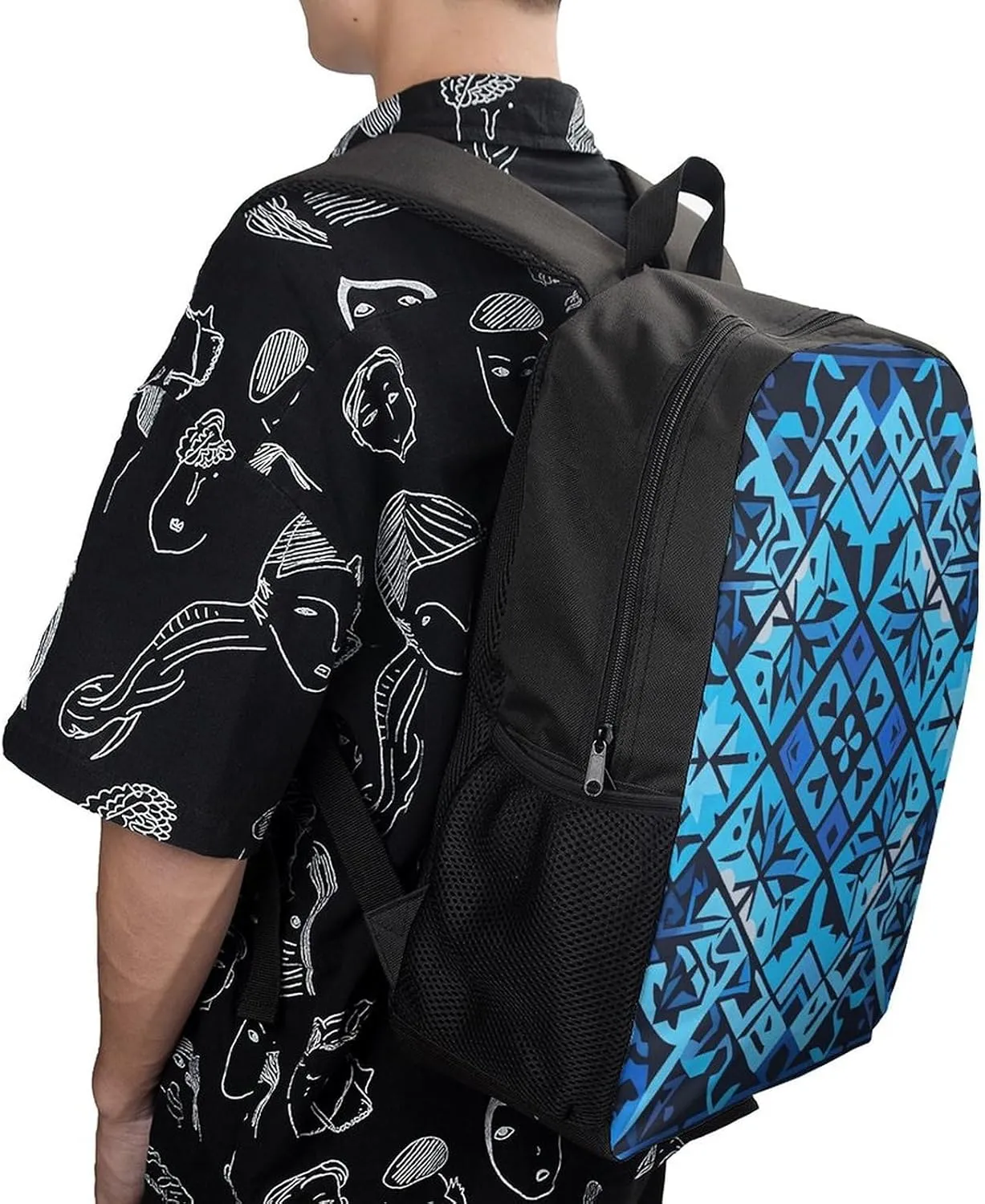 Laptop Backpack for Men Women Daypack Blue Polynesian Maori Tribal Pattern Computer Bag Travel Backpacks Laptop Bag