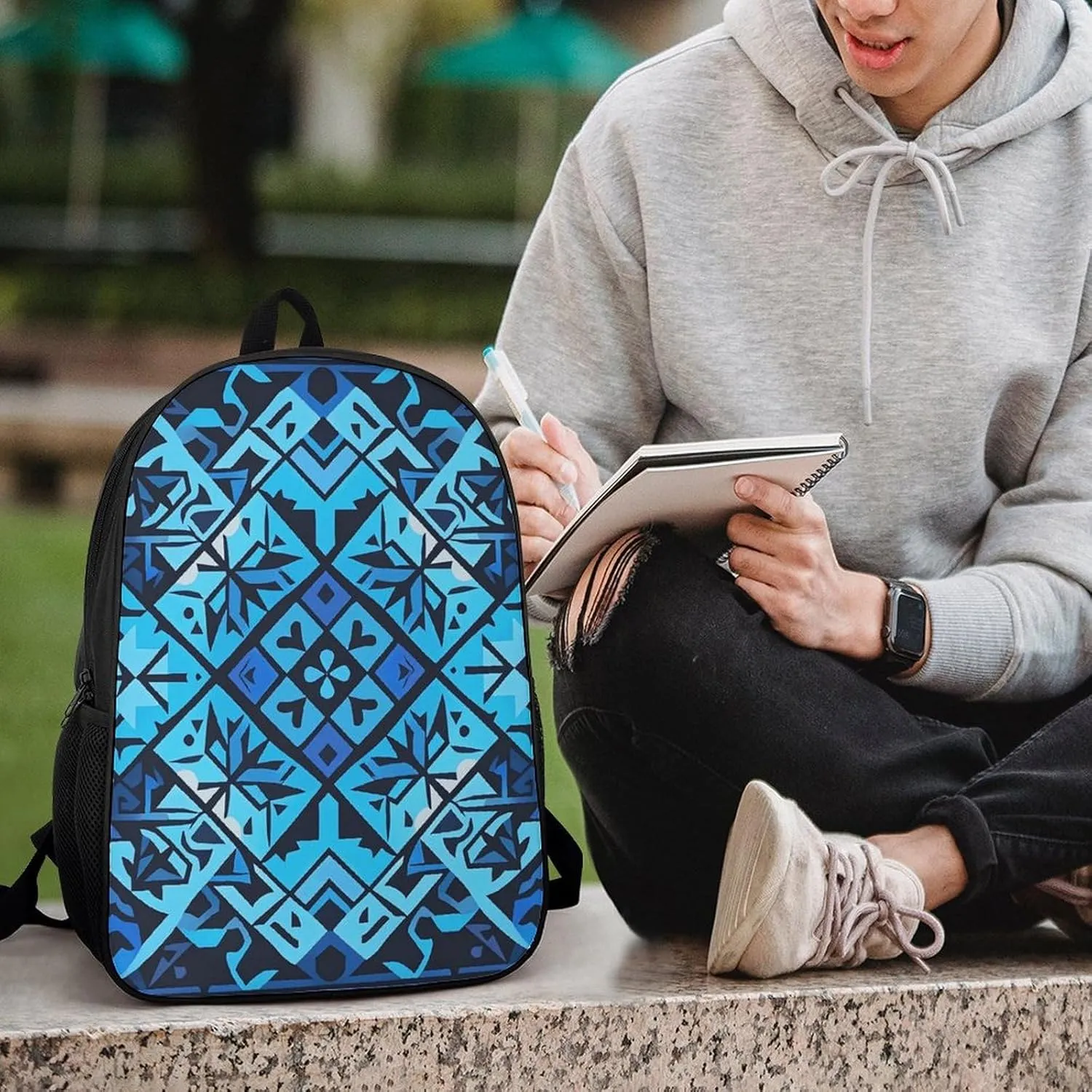 Laptop Backpack for Men Women Daypack Blue Polynesian Maori Tribal Pattern Computer Bag Travel Backpacks Laptop Bag