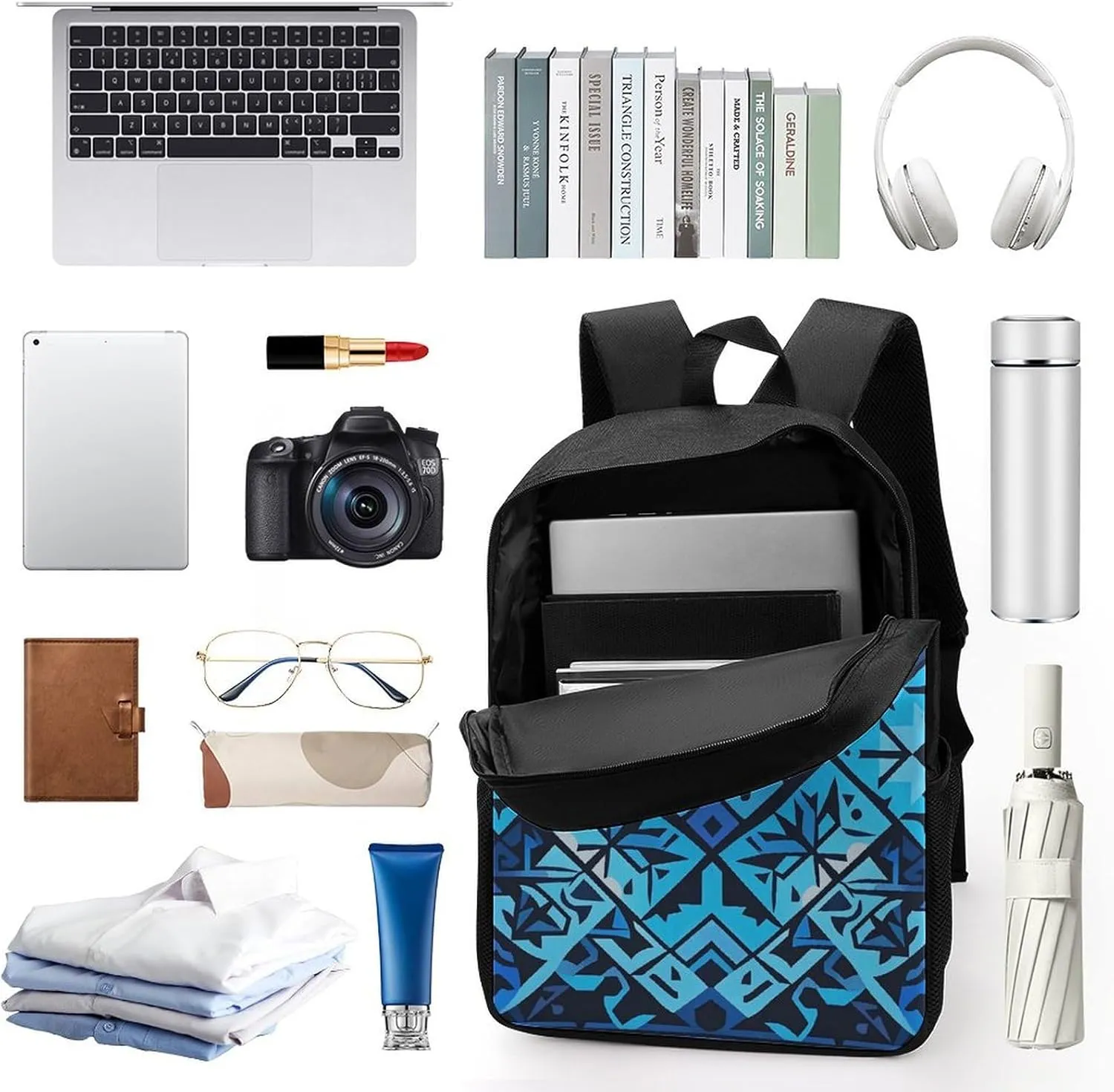 Laptop Backpack for Men Women Daypack Blue Polynesian Maori Tribal Pattern Computer Bag Travel Backpacks Laptop Bag
