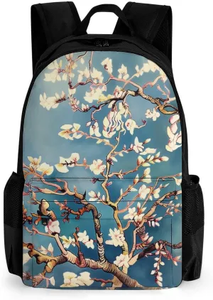 Laptop Backpack for Women Men Daypack Pale White Flowers Backpacks Computer Bag Travel Laptop Bag Casual Work Bag