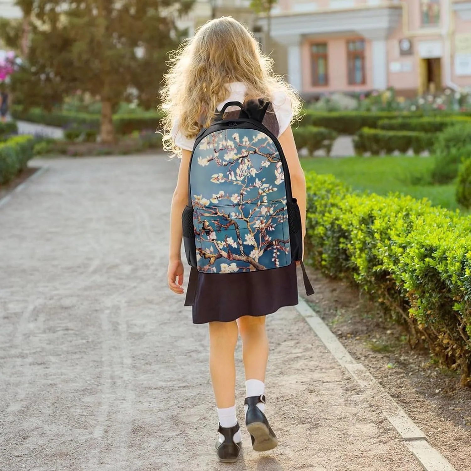 Laptop Backpack for Women Men Daypack Pale White Flowers Backpacks Computer Bag Travel Laptop Bag Casual Work Bag