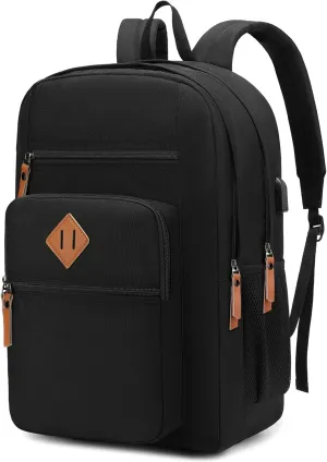 Laptop Backpack for Work, College, Travel, Daily Backpacks for Men Women, Computer Bag Fits 15.6 Inch Notebook, Black