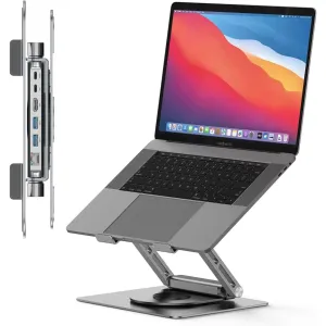 Laptop Docking Station Stand for MacBook Pro/Air/Dell/HP/Surface/Lenovo, Detachable USB C Hub, 4K HDMI, 2 USB 3.0, RJ45, PD 3.0, Universal Laptop Dock with 360 Rotating Base
