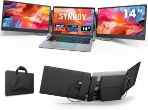 Laptop Screen Extender, 14" FHD 1080P Triple Portable Screen Extender Monitor for 13"-16.5" Laptop with Stand Dual Monitors Built-in Speakers, Laptop Monitor Extender for MacOS/Wins/Chrome/Dex
