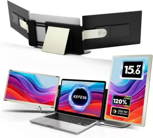 Laptop Screen Extender, 15.6" Portable Monitor for Laptop with 120% sRGB, FHD IPS & USB to HDMI Hub & 235° Rotation, Triple Monitor Extender Plug & Play Fits for All Laptops (Mac/Win/Android)