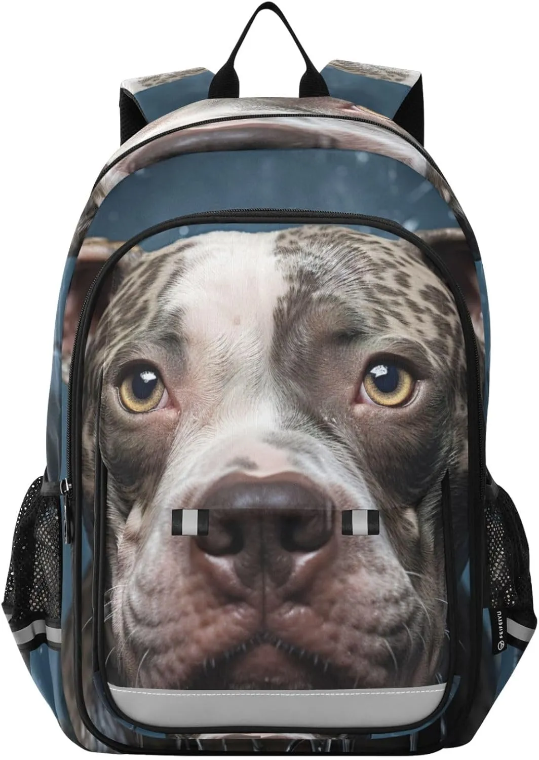 Large Backpack Pitbull Dog Bath for Men Women Travel Laptop Daypack Book Bag Shoulder Bag Cute Cool Funny Backpack with Reflective Strip 12.9 ×17.7 In