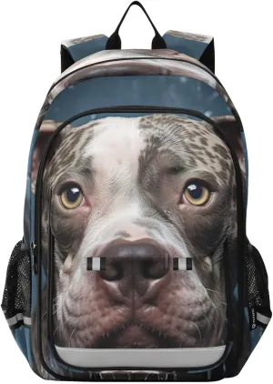 Large Backpack Pitbull Dog Bath for Men Women Travel Laptop Daypack Book Bag Shoulder Bag Cute Cool Funny Backpack with Reflective Strip 12.9 ×17.7 In