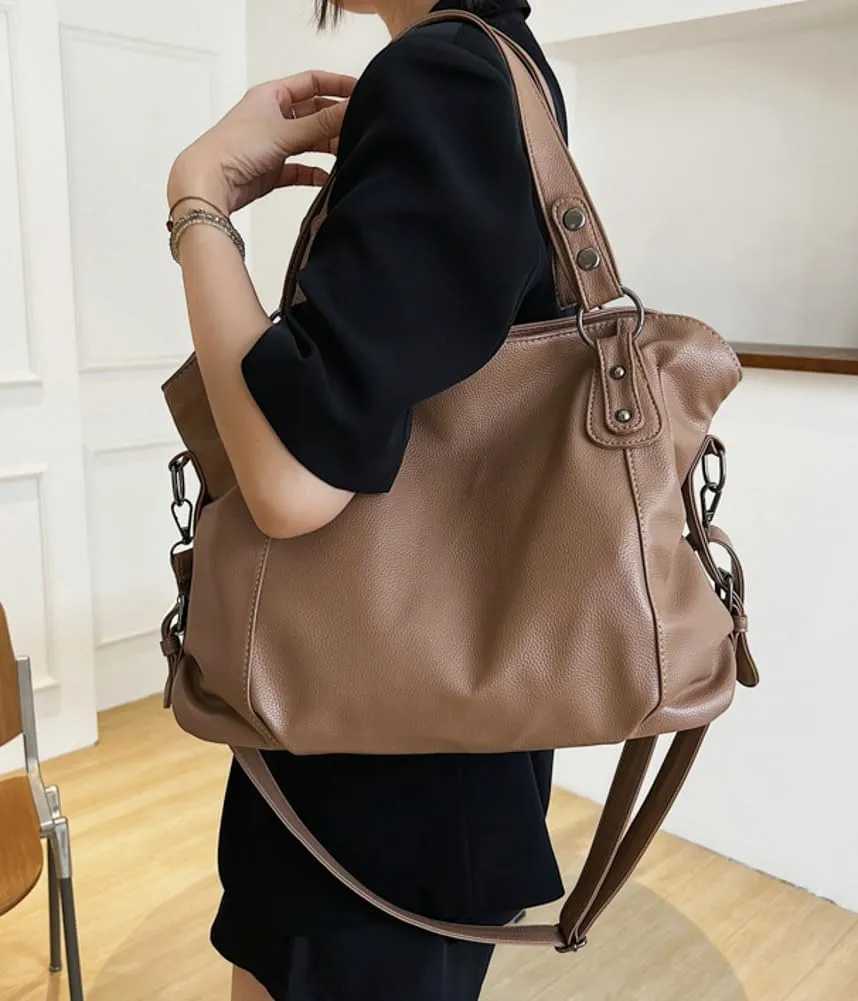 Large Leather Tote Bags for Women Casual Shoulder Bag Crossbody Bag Satchel on Trend Purses for Work Travel 2024