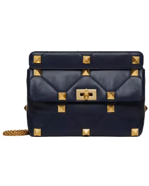 Large Roman Stud Shoulder Bag in Marine