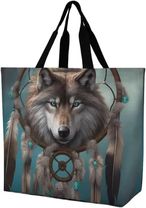 Large Tote Bag Shopping Bag with Handles Animal Cartoon Elephant Foldable Washable Heavy Duty Waterproof