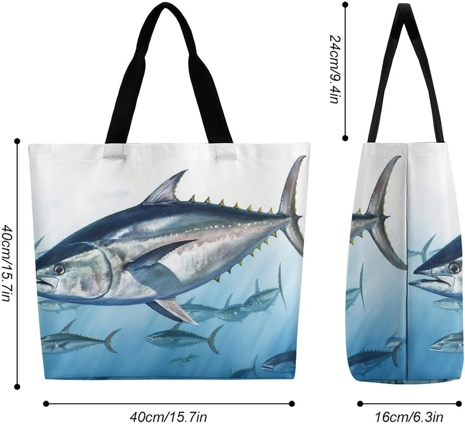Large Tote Bag Shopping Bag with Handles Animal Cartoon Elephant Foldable Washable Heavy Duty Waterproof