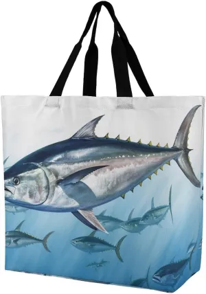 Large Tote Bag Shopping Bag with Handles Animal Cartoon Elephant Foldable Washable Heavy Duty Waterproof